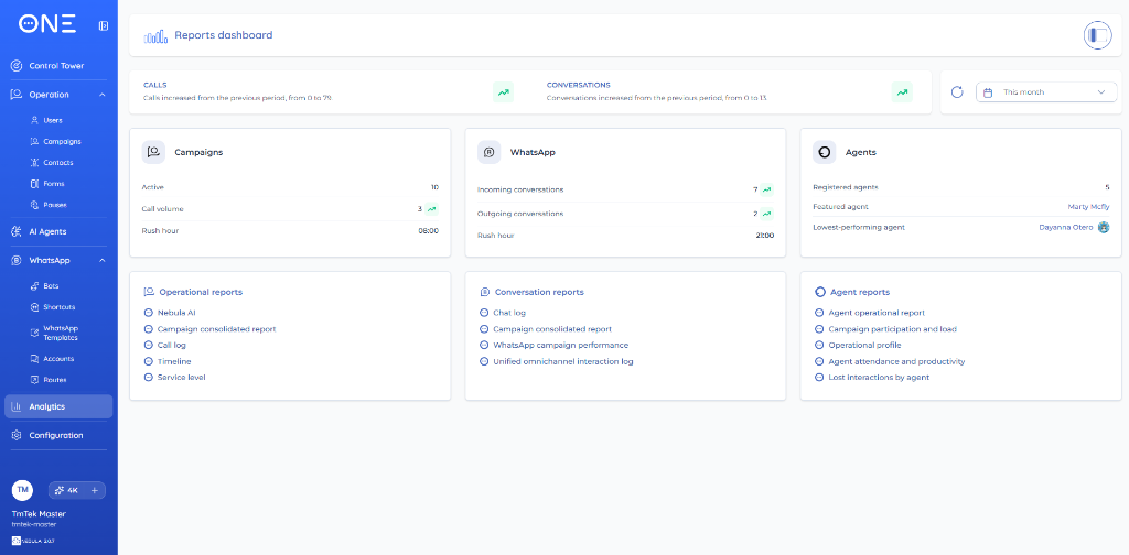 Nebula Reports Dashboard Interface